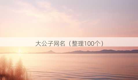 大公子昵称