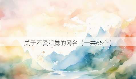关于不爱睡觉的昵称