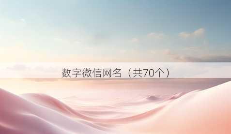 数字微信昵称