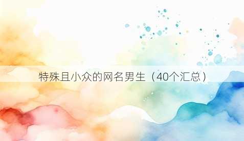 特殊且小众的昵称男生
