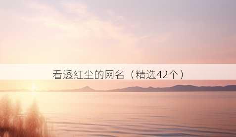 看透红尘的昵称
