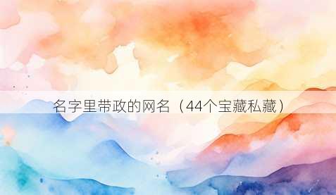 名字里带政的昵称