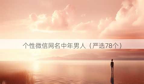 个性微信昵称中年男人