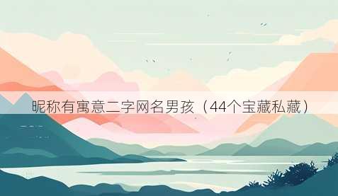 昵称有寓意二字昵称男孩