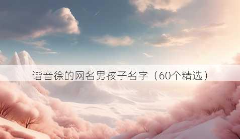 谐音徐的昵称男孩子名字