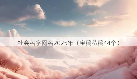 社会名字昵称2025年