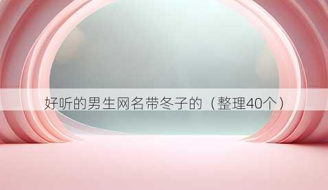 好听的男生昵称带冬子的