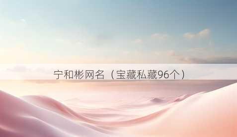 宁和彬昵称