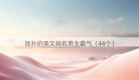 姓孙的英文昵称男生霸气