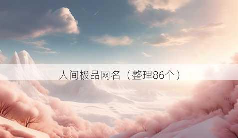 人间极品昵称