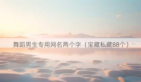 舞蹈男生专用昵称两个字