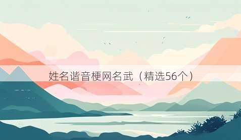 姓名谐音梗昵称武